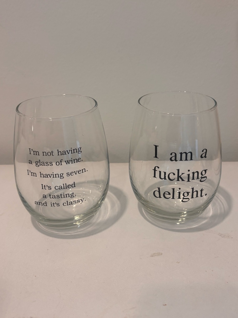 Set of 2 Stemless Wine Glasses